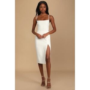 4th & Reckless Revolve Maple‎ White Lace-Up Column Midi Dress Wedding Bridal